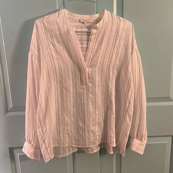 Vince V-neck Tunic Blouse with Stripe - Picture 4 of 7